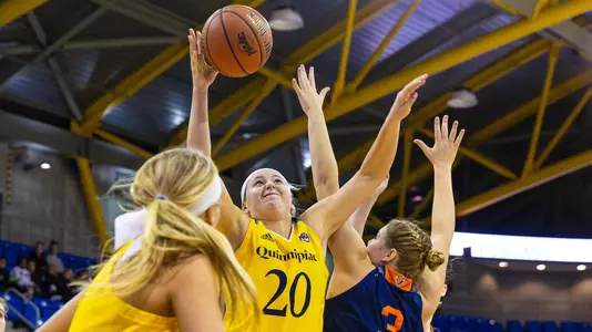 Paige Warfel Drives to Basket vs Bucknell