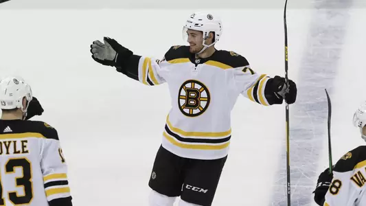 Connor Clifton Celebrates Goal vs. New Jersey Devils