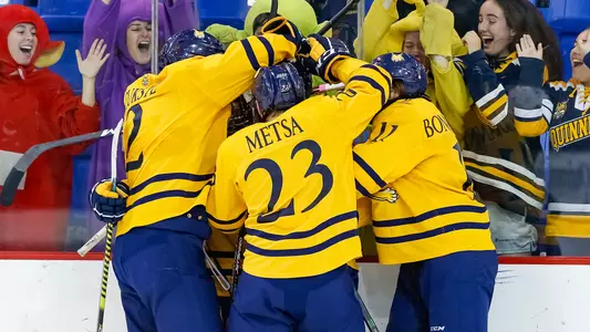 Men's Hockey celebration with teletubbies