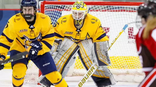 Abbie Ives scans ice