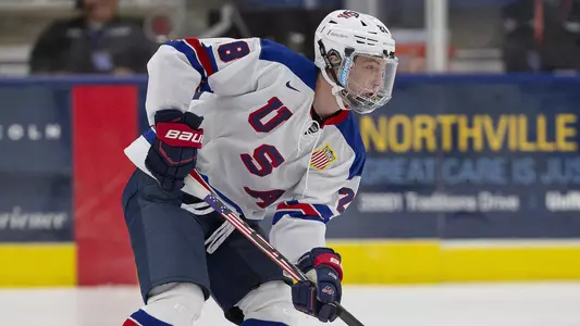 Ty Smilanic Skates with Puck for USA