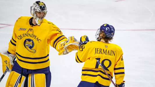 Keith Petruzzelli and Nick Jermain Fist Bump After Goal vs. UConn