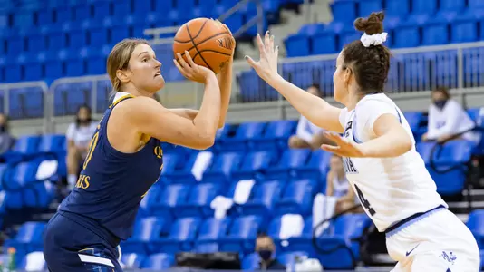 Mikala Morris shoots vs Villanova