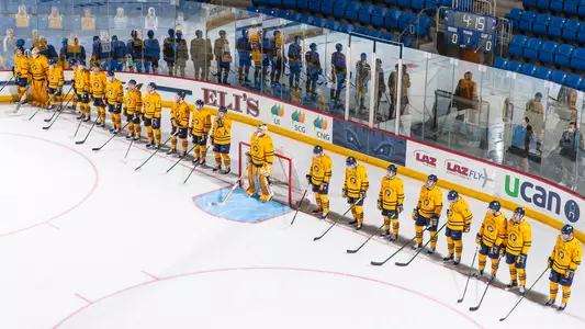 Men's Ice Hockey On End Line During Starting Lineup Announcement