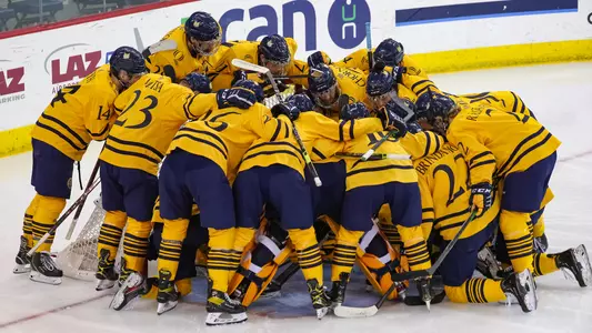 Men's Ice Hockey Pre-Game Huddle vs. Sacred Heart