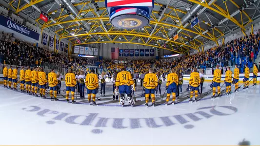 Men's Ice Hockey Lined Up for the National Anthem
