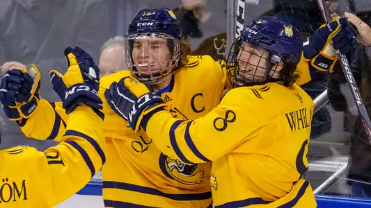 Nick Jermain and Alex Whelan Celebrate Goal vs. UConn in Connecticut Ice
