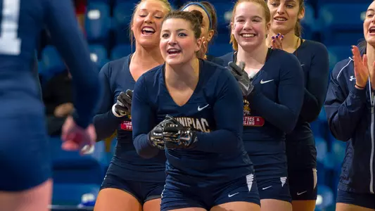 Stephanie Palange '15 Cheering on Teammates During a 2015 Meet vs. Oregon