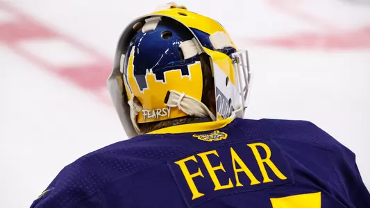 Evan Fear Back of Helmet vs. Sacred Heart