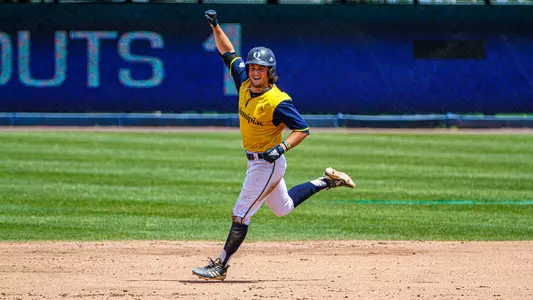 Ian Ostberg Celebrates Home Run vs. Fairfield in MAAC Championship