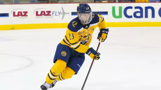 Zach Metsa Carries Puck Against North Dakota