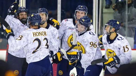 Men's Hockey Celebrates Goal Against Arizona State