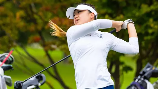 Emily Luu tees off at the QU Classic