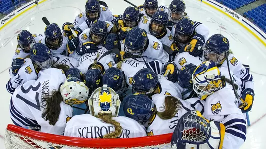 Bobcats huddle before puck drop
