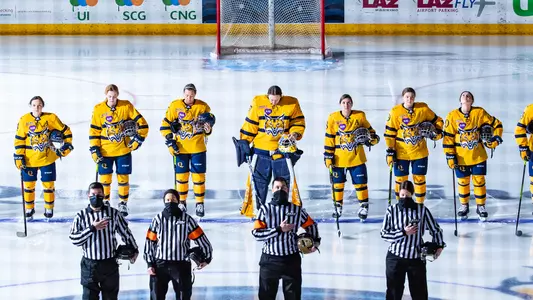Team lines up for National Anthem