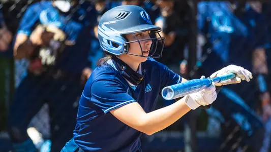 Bridget Nasir lines up for a bunt vs Monmouth