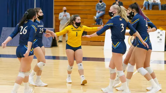 Volleyball Comes Together After a Point vs. Canisius