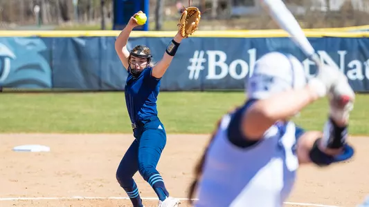 Julia Woeste pitches vs Monmouth