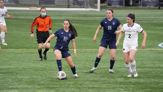 Selena Salas controls the midfield vs Monmouth