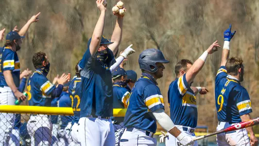 Baseball Celebrates on Bench vs. Monmouth