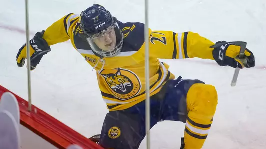 Desi Burgart Celebrates OT Winner vs. Clarkson