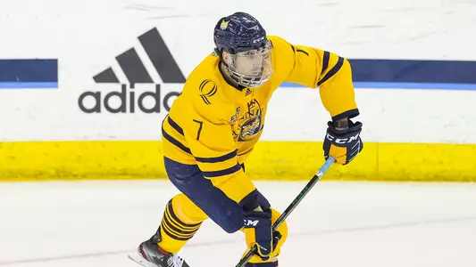 Marcus Chorney Passes Puck vs. Sacred Heart