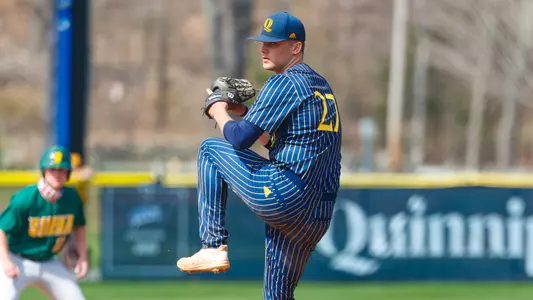 Derek Goldrick Delivers Pitch vs. Siena