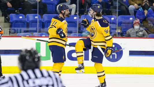 Bongiovanni, Smilanic celebrate after scoring