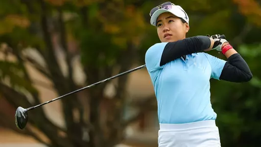 Kaylee Sakoda finishes her backswing