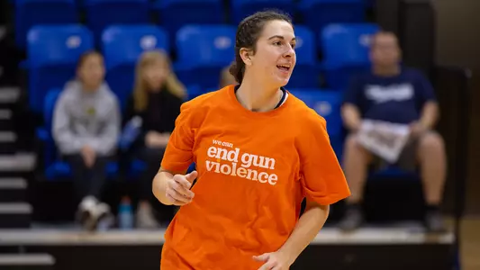 Jackie Grisdale preps for the game in warmups