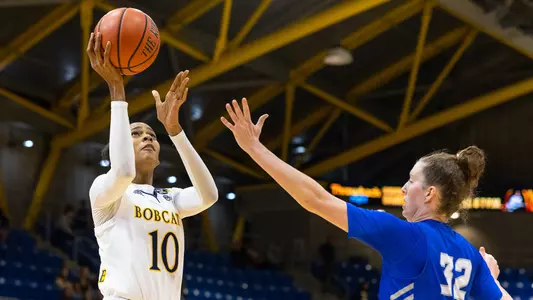 Mary Baskerville attempts a floater vs CCSU