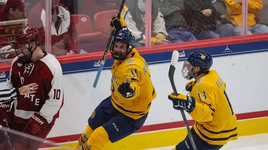 Wyatt Bongiovanni Celebrates Goal in ECAC Semifinal Against Colgate