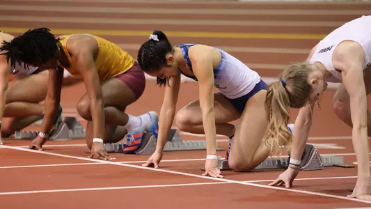 Britney Del Mundo prepares to race in 60m dash