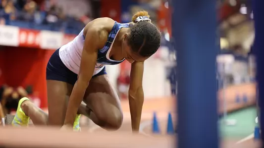 Aisha Gay prepares to race in the 200m dash
