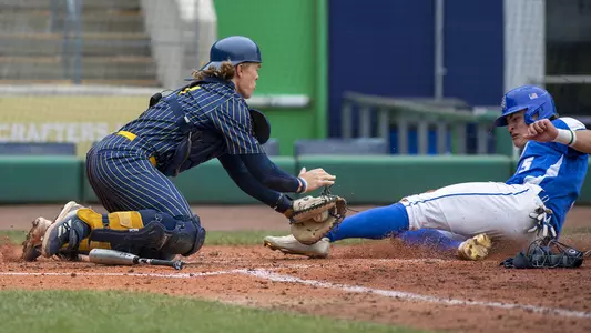 Danny Melnick tags out a baserunner