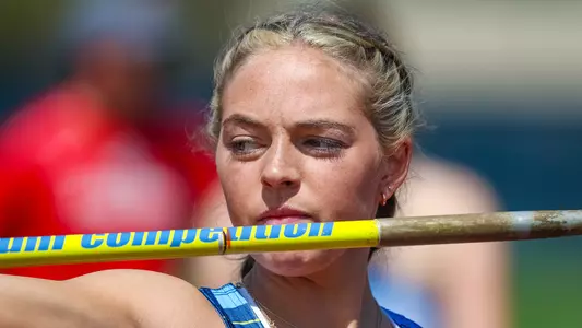 Camille Sweet prepares for javelin throw