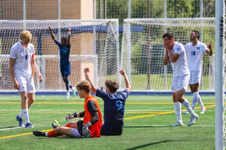 Tomas Svecula celebrates scoring against CCSU