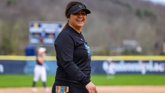 Hillary Smith walks the field during a game against Rider