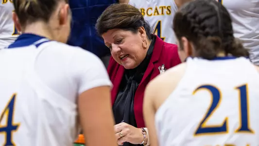 Coach Tricia Fabbri draws up a play