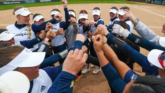 Quinnipiac softball huddles up before a game