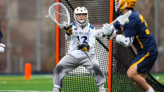 Goalie Nick DiMuccio vs. Canisius in Hamden on March 11, 2023