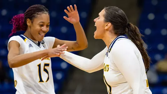 CT Haywood and Mikala Morris celebrate