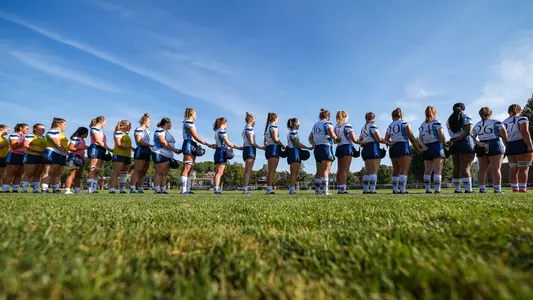 Women's Rugby Pregame Huddle During National Anthem (Fall 2023 in Hamden, CT)