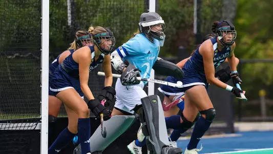 Field hockey defending a corner