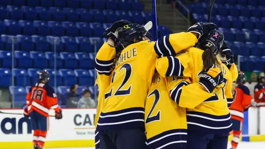 Women's Ice Hockey goal celebration against Syracuse
