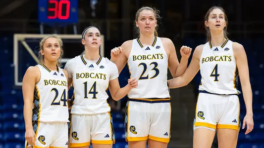 Ava Sollenne, Gal Raviv, Anna Foley, and Grace LaBarge Line Up for Free-Throw (Vs Yale, Dec. 9)