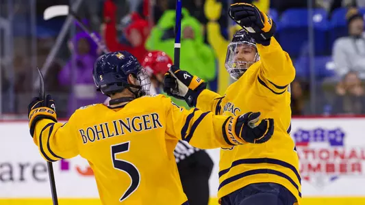 Jack Ricketts and Aaron Bohlinger Celebrate vs. Union (12/6/24 in Hamden)