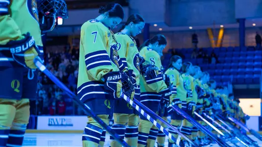 Women's ice hockey during anthem