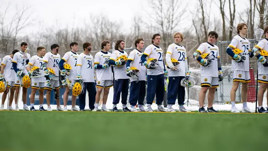 Quinnipiac MLAX During National Anthem (2024 in Hamden)