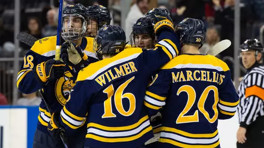 Quinnipiac celebrates at Madison Square Garden vs. Cornell (11/30/24 in New York, N.Y.)